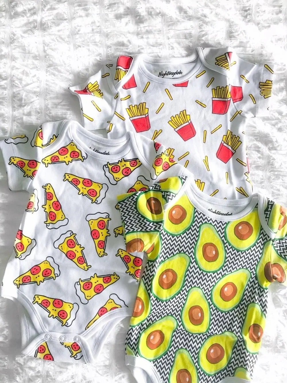 Black & White  green avocado Organic Baby One-Piece Bodysuit